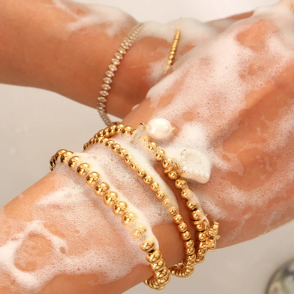 Luxe Gold & Silver Water Beaded Bracelets