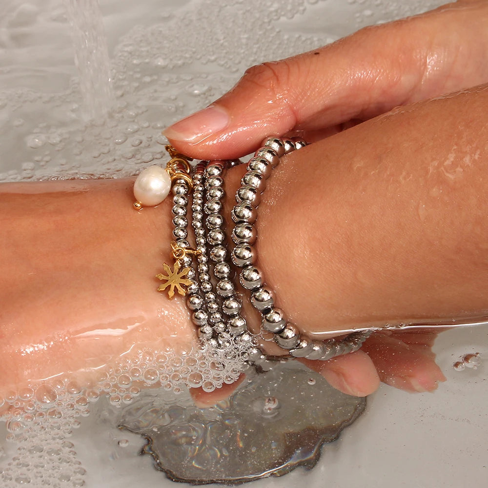 Luxe Gold & Silver Water Beaded Bracelets