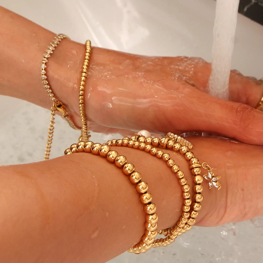 Luxe Gold & Silver Water Beaded Bracelets