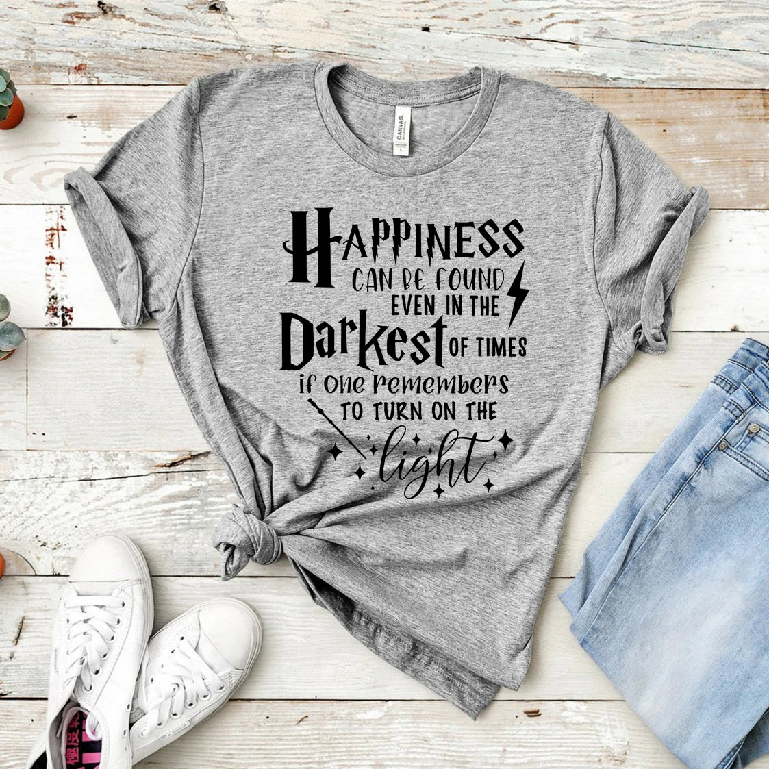 Happiness Can Be Found In The  Darkest of Times T-shirt HP Inspired Shirt Dumbledore Quote Wizard Tee Magic School Tops