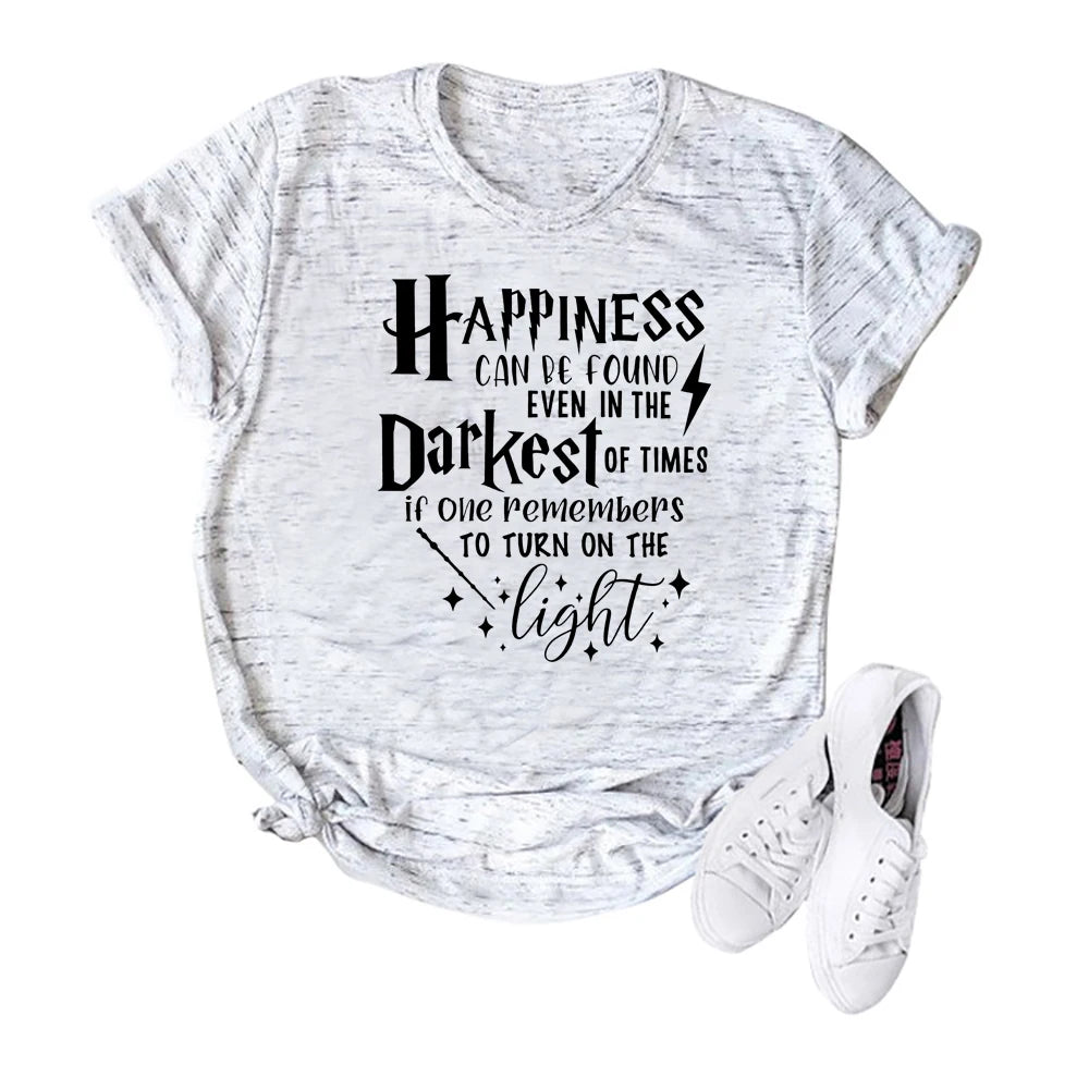 Happiness Can Be Found In The  Darkest of Times T-shirt HP Inspired Shirt Dumbledore Quote Wizard Tee Magic School Tops