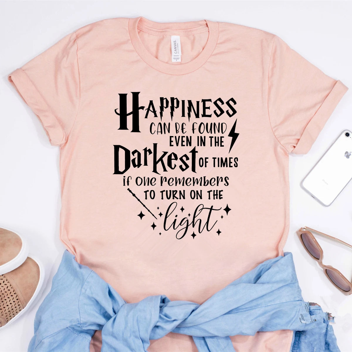 Happiness Can Be Found In The  Darkest of Times T-shirt HP Inspired Shirt Dumbledore Quote Wizard Tee Magic School Tops