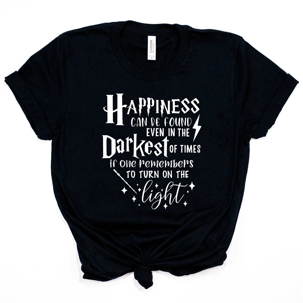 Happiness Can Be Found In The  Darkest of Times T-shirt HP Inspired Shirt Dumbledore Quote Wizard Tee Magic School Tops