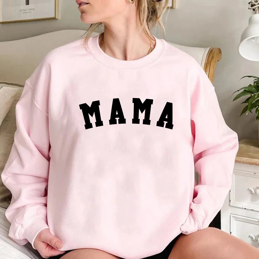 Mama Sweatshirt Mom Hoodie Mother's Day Pullovers Mom Birthday Gift Pregnancy Announcement Sweatshirts Casual Tops Hoodies