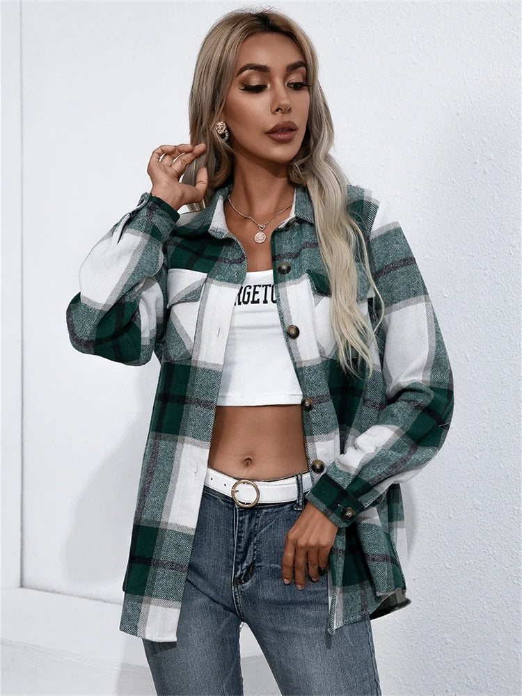 Modern Chic Plaid Coat for Women