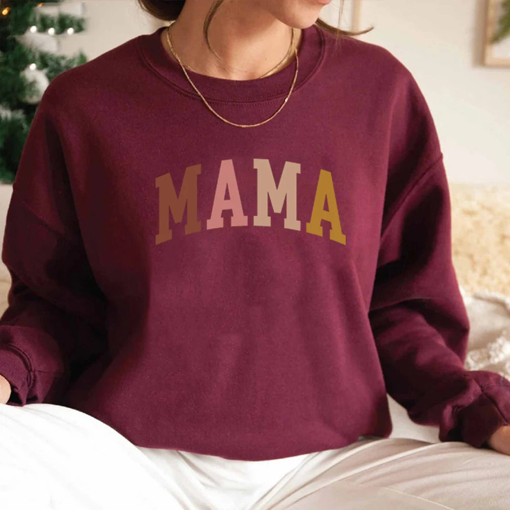 Mama Sweatshirt Mama Gift Grandma Sweatshirts Gift for Mother Mom Hoodie Mama Crewneck Pullovers New Mom Clothes