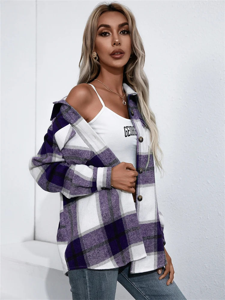 Modern Chic Plaid Coat for Women