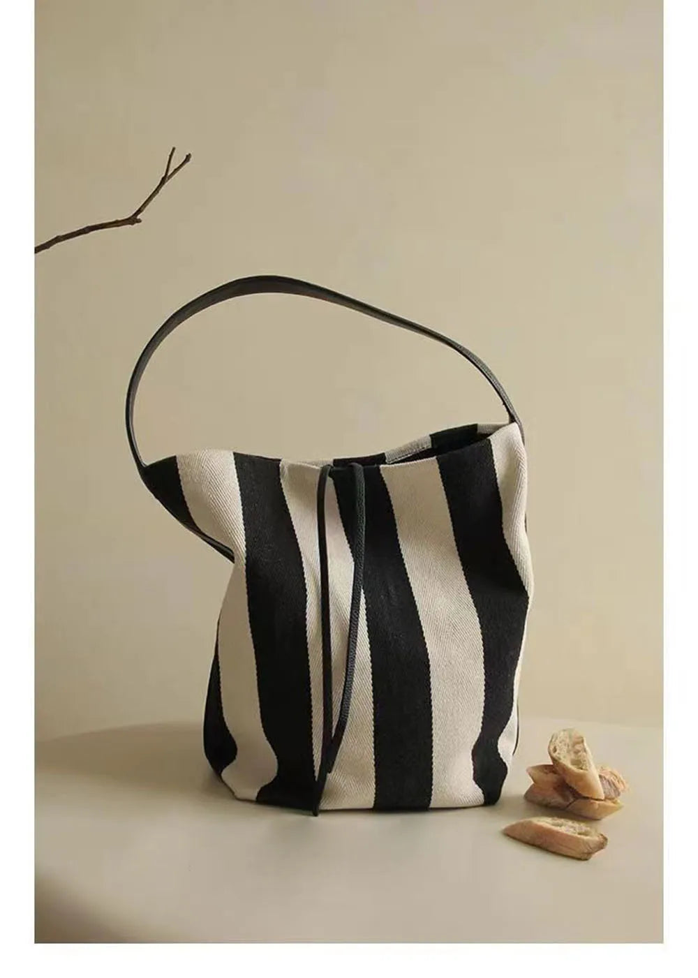 Modern Black and White Stripe Canvas Tote