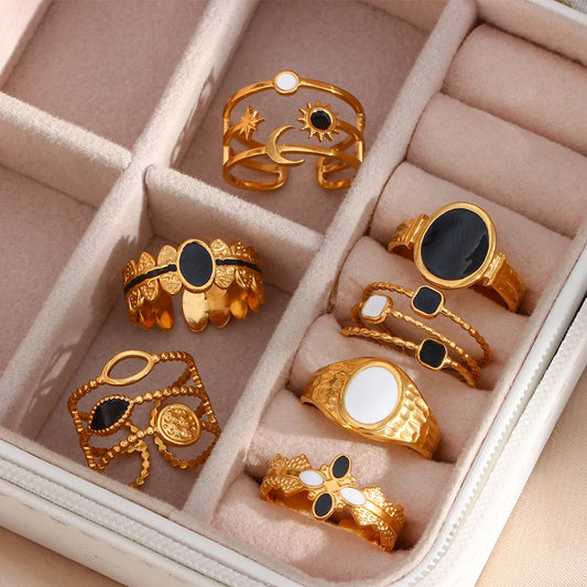 Modern Boho Gold Celestial Adjustable Rings