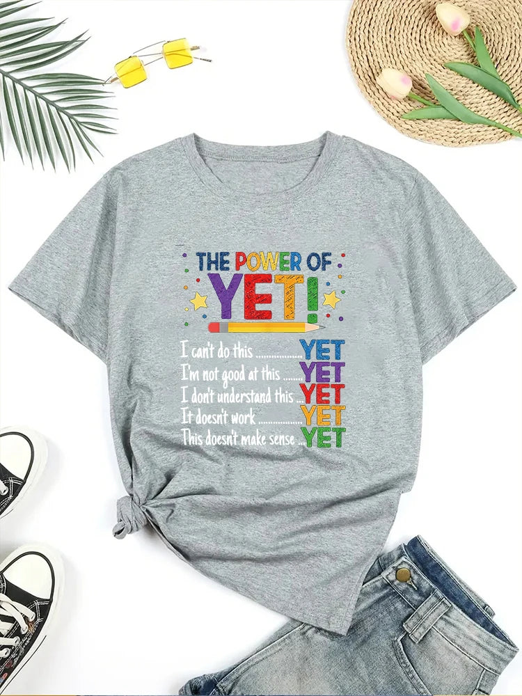 Growth Mindset Teacher Kindness Power Of Yet Inspirational T-Shirt Fun Cute Tops for Teen Graphic Tees for Women Summer 2024