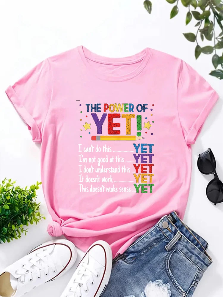 Growth Mindset Teacher Kindness Power Of Yet Inspirational T-Shirt Fun Cute Tops for Teen Graphic Tees for Women Summer 2024