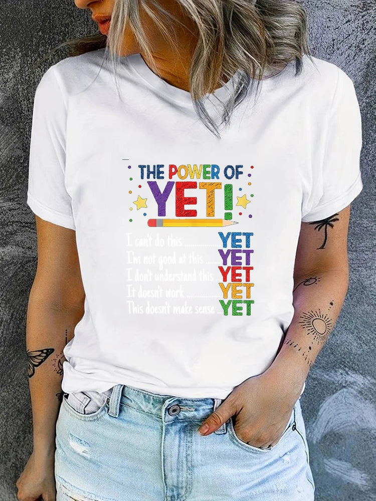 Growth Mindset Teacher Kindness Power Of Yet Inspirational T-Shirt Fun Cute Tops for Teen Graphic Tees for Women Summer 2024