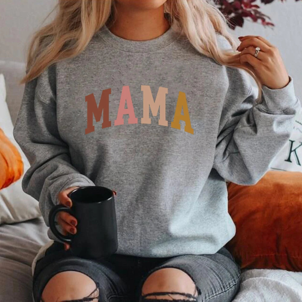 Mama Sweatshirt Mama Gift Grandma Sweatshirts Gift for Mother Mom Hoodie Mama Crewneck Pullovers New Mom Clothes