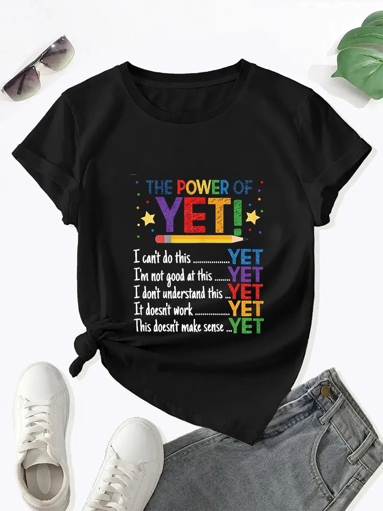 Growth Mindset Teacher Kindness Power Of Yet Inspirational T-Shirt Fun Cute Tops for Teen Graphic Tees for Women Summer 2024