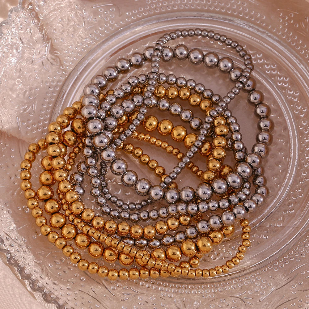 Luxe Gold & Silver Water Beaded Bracelets