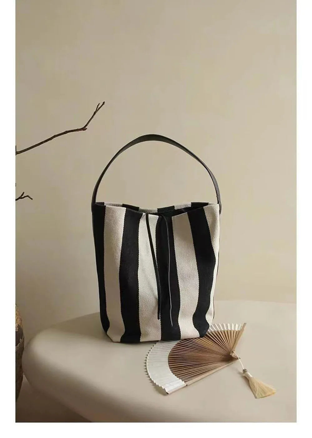 Modern Black and White Stripe Canvas Tote