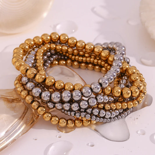 Luxe Gold & Silver Water Beaded Bracelets