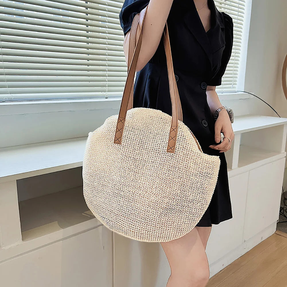 Boho Chic Straw Shoulder Bag for Women