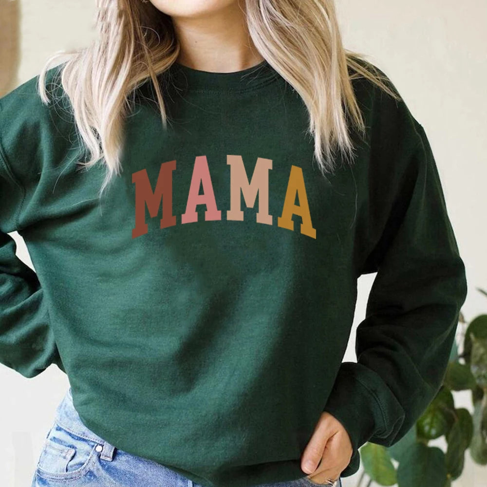 Mama Sweatshirt Mama Gift Grandma Sweatshirts Gift for Mother Mom Hoodie Mama Crewneck Pullovers New Mom Clothes