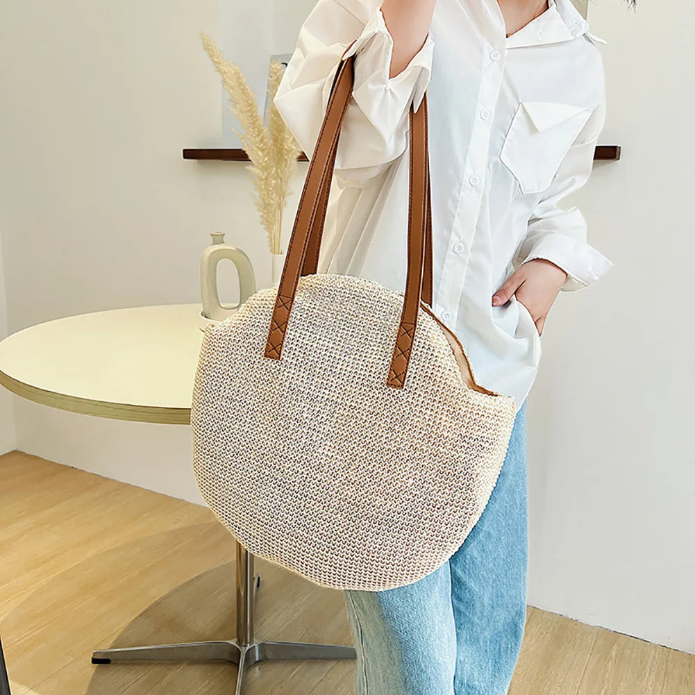 Boho Chic Straw Shoulder Bag for Women