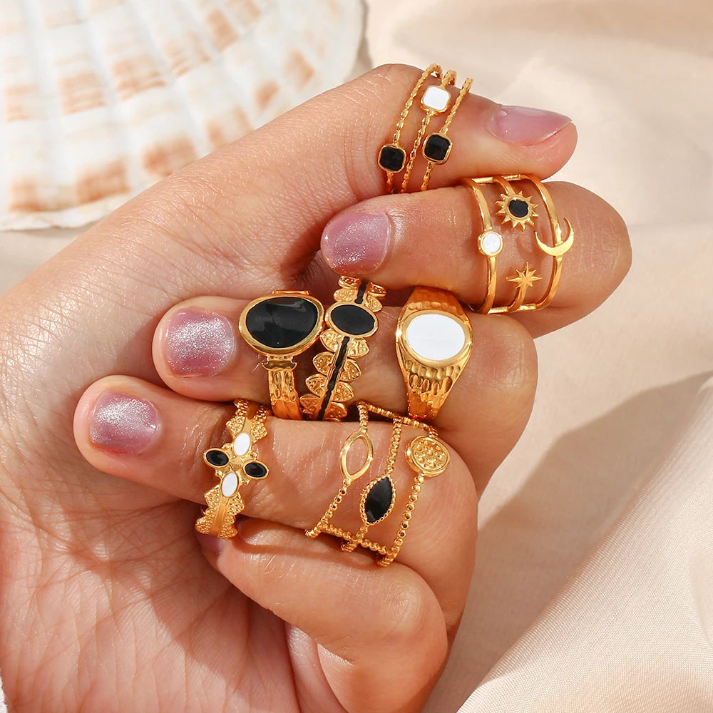 Modern Boho Gold Celestial Adjustable Rings