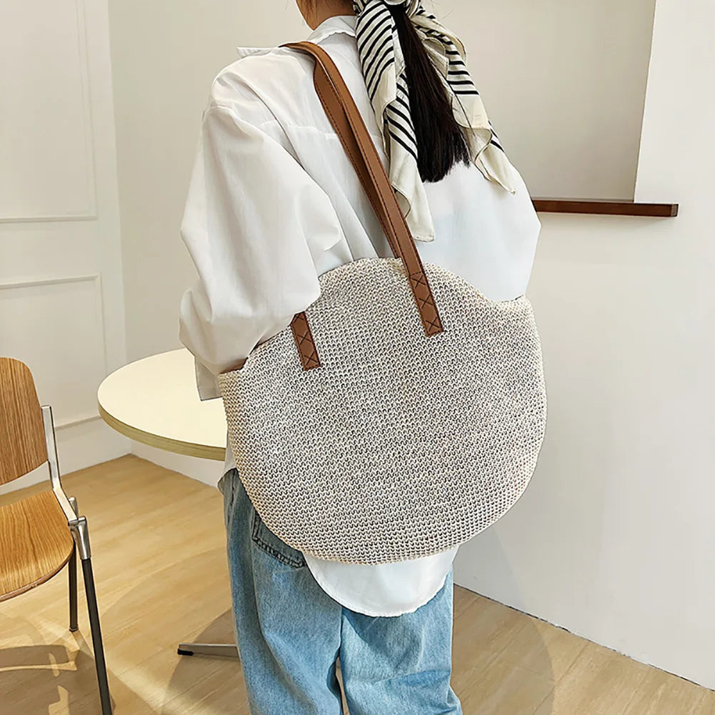 Boho Chic Straw Shoulder Bag for Women