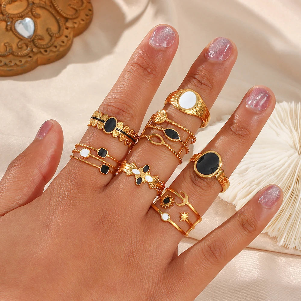 Modern Boho Gold Celestial Adjustable Rings